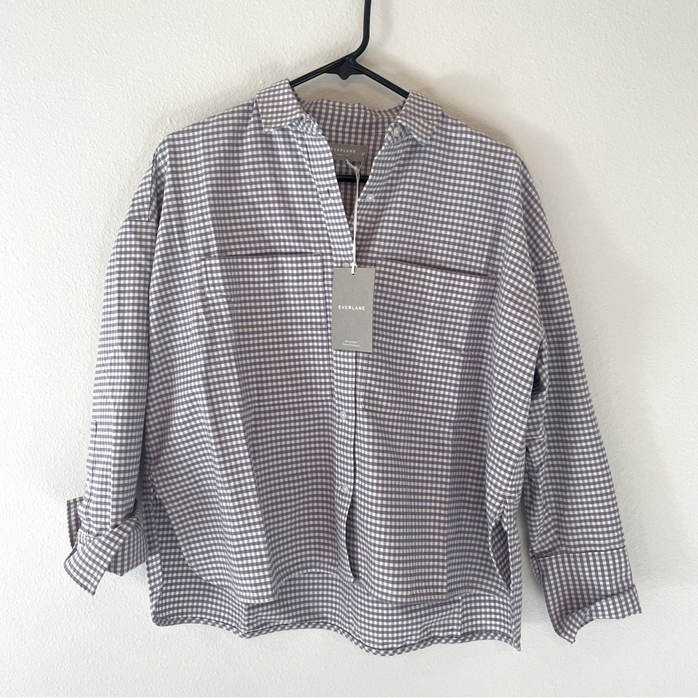 NWT! Everlane Boxy Oxford. Lavender Gingham (XS)